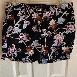 White House Black Market Black Floral Print Jean Shorts